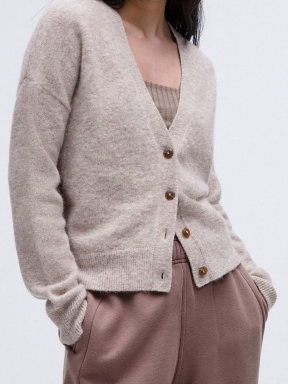 Lululemon Alpaca Wool-Blend Cardigan Sweater Heathered Crepe Cottagecore Large